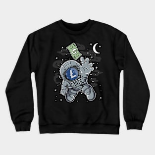 Astronaut Reaching Litecoin LTC Coin To The Moon Crypto Token Cryptocurrency Blockchain Wallet Birthday Gift For Men Women Kids Crewneck Sweatshirt